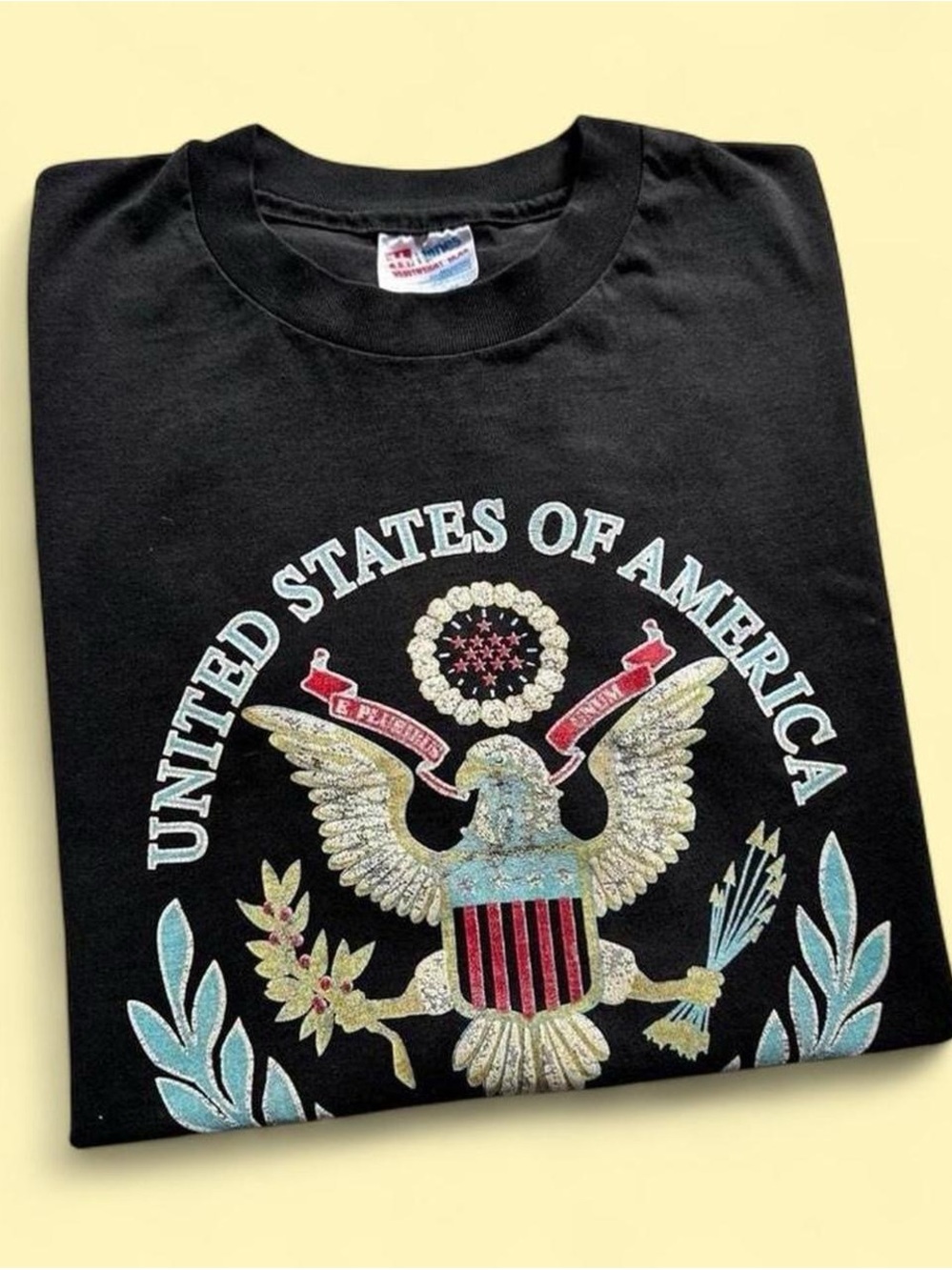 Vintage 1990s Black "United States of America" Eagle Graphic Tee men’s XL